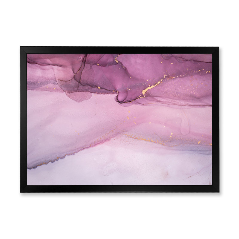 Marbre turquoise et marbre rose Flow Art II - œuvre d'art moderne sur toile, Toile avec cadre noir, H 8 po x l 12 po x P 1 po
