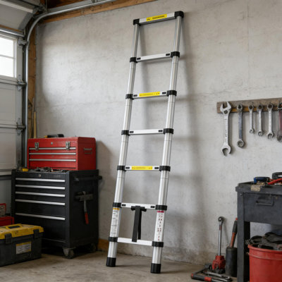 6.6 ft Aluminum Telescoping Ladder with Anti-Slip Feet for Home, RV, Loft, Indoor & Outdoor Use