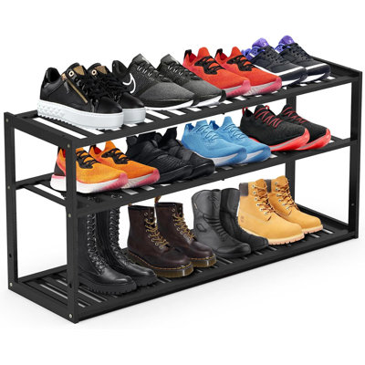 Range-chaussures empilable en bambou à 3 niveaux