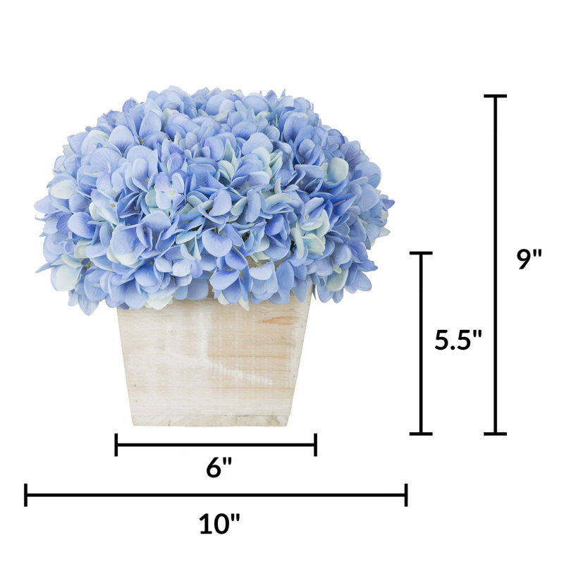 Arrangement d'hortensias en tissu synthétique bleu en pot, Bleu
