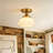  Glint 1-Light Vintage Schoolhouse Fluted Glass Semi Flush Mount Ceiling Light  for Hallway-1380074498