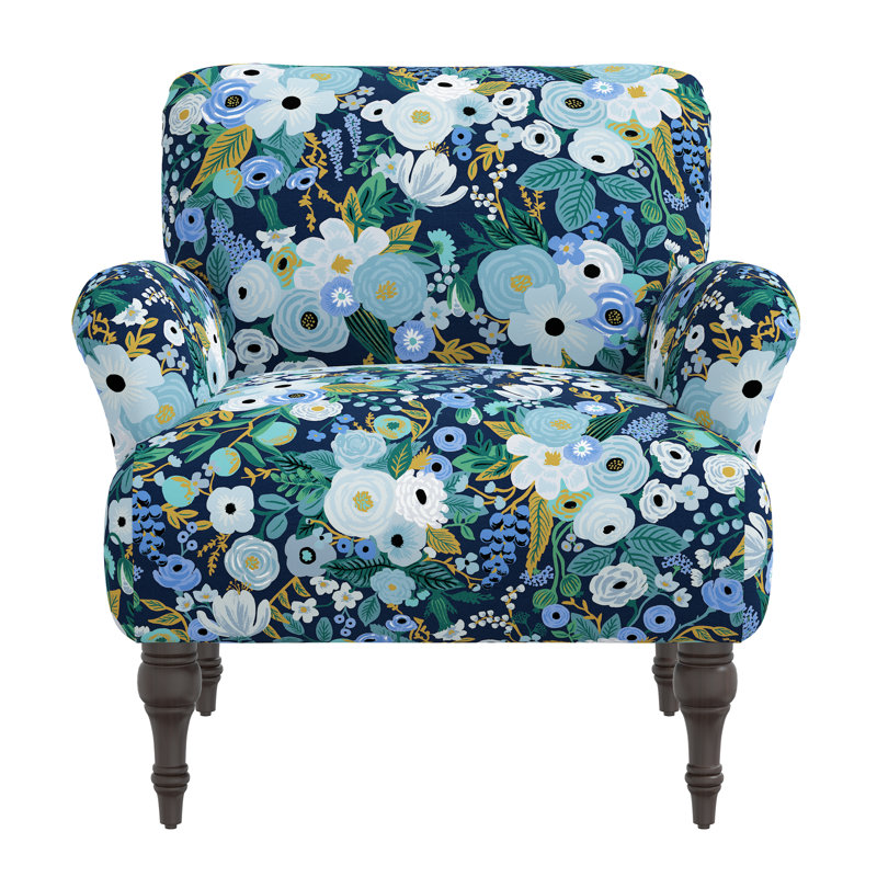 Fauteuil Bristol, Lin bleu RPC Garden Party, Espresso
