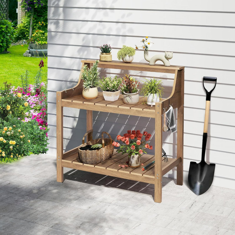 Table de rempotage, banc de rempotage HDPS avec 4 crochets latéraux, Brun