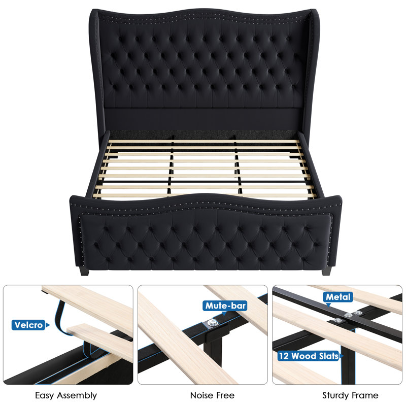 Metter Upholstered Wingback Bed