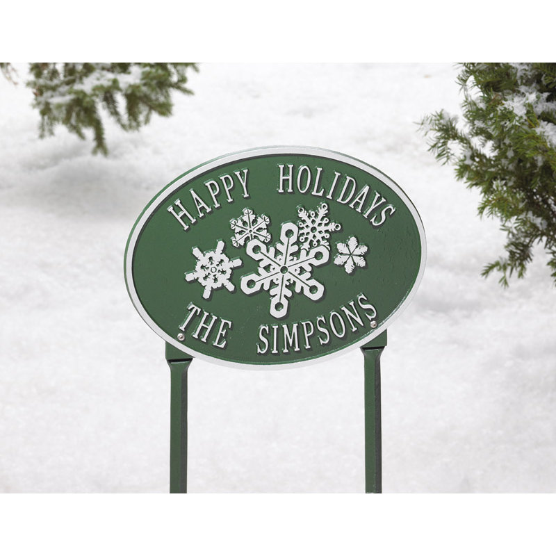 Snowflake Oval Garden Stake, Green/Silver, Yes