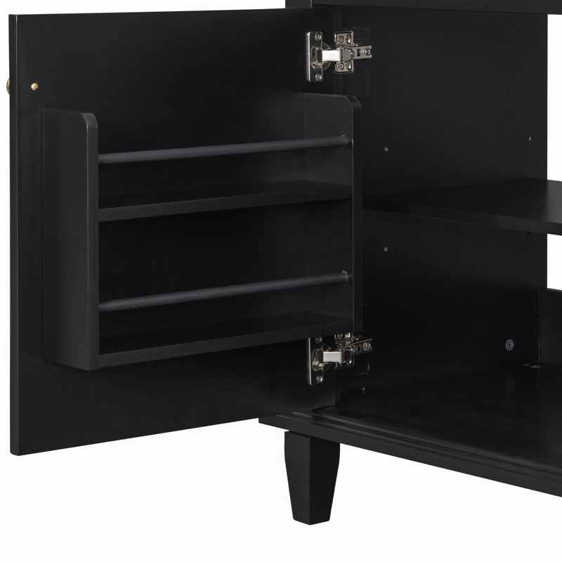 Meuble-lavabo de salle de bain avec comptoir en céramique, Noir, Doré