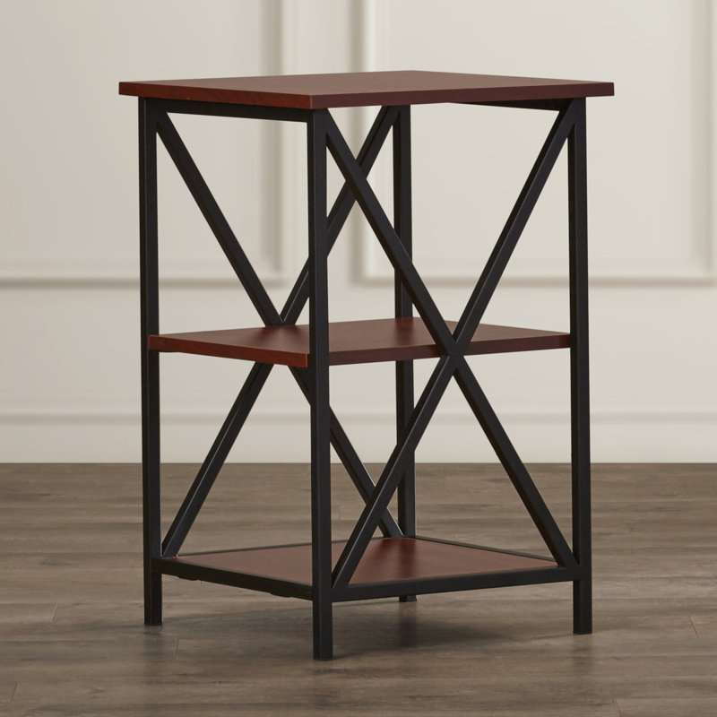 Table de bout avec rangement Ariyana, Cerise / noir