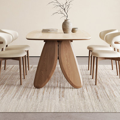 Table de salle à manger rectangulaire en bois massif de style français 55,12 po