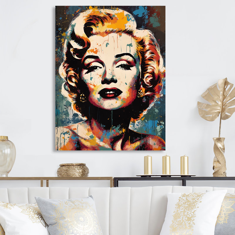 Popart Marilyn Portrait I - célébrité, art mural en métal, H 32 po x l 16 po x P 1 po