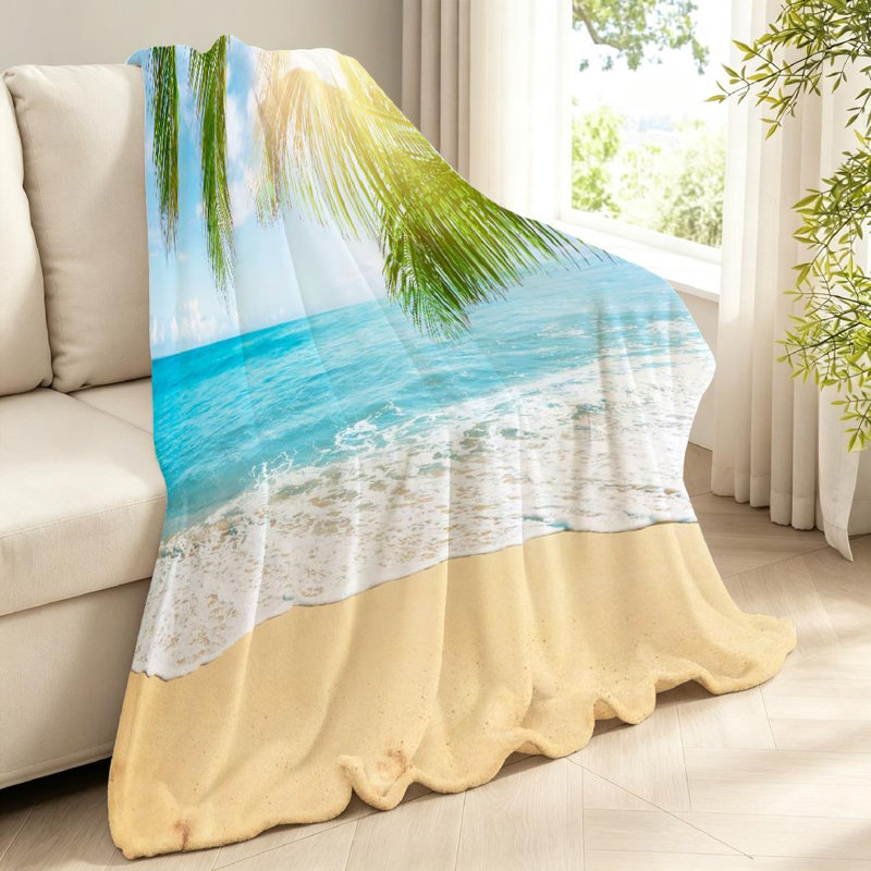 Jeté en molleton transparent ultra doux, imprimé Palm Sunny Beach, Jeté 40 po x 50 po