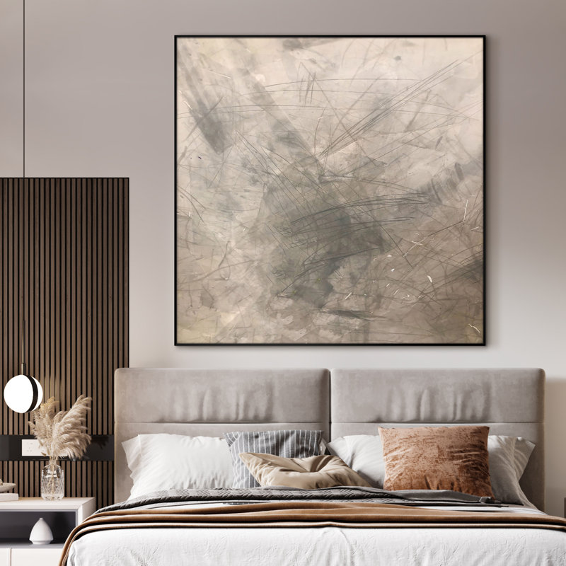 Très grande reproduction d'art sur toile - Abstrait coups irréguliers, décoration pour salon ou chambre à coucher - «Assemblage requis du cadre (cadre non fini)»