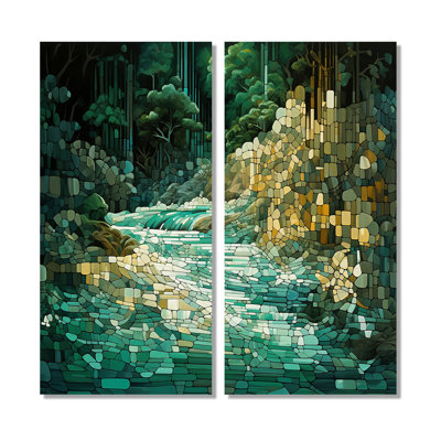 Abstrait Emerald Wild Forest River I - Red Lake House, reproduction d'art sur toile