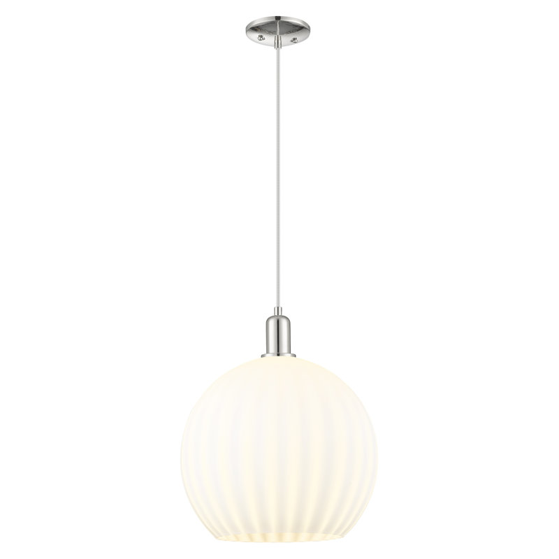 Arcadia - Blanc vénitien - Mini-luminaire suspendu à cordon 1 lumière 14 po, H 17,45 po x l 13,75 po x P 13,75 po