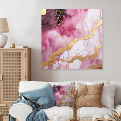 Pink And Gold Marble Essence III - Marble Wall Decor