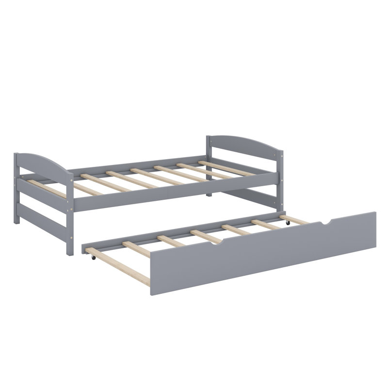 Lit plateforme avec lit gigogne, Gris