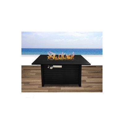 Table de foyer d'extérieur en acier avec couvercle H 25 po x l 42 po