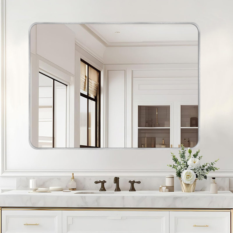 Miroir de salle de bain mural Chassin (horizontal / vertical), H 30 po x l 40 po, Argent