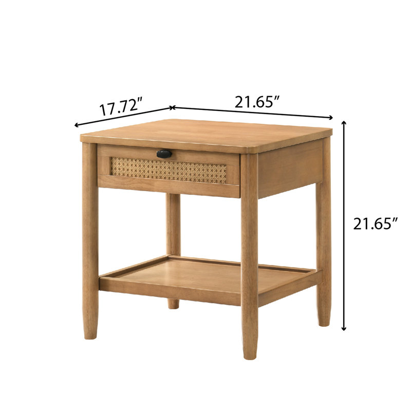 Table de chevet avec tablette en noyer