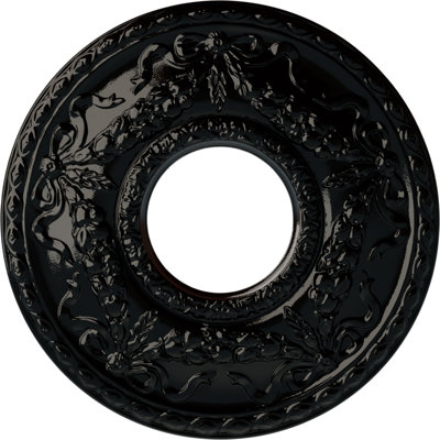 Endurathane Hurley Ceiling Medallion, 22 1/8"OD x 7 1/4"ID x 1 3/4"P (Fits Canopies up to 7 1/4"), Hand-Painted Black Pearl Finish