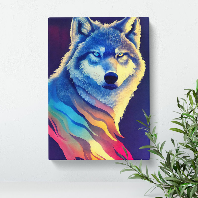 Wolf In Colour No.2 - Wrapped Canvas Print, 60cm H x 40cm W x 3cm D, Wrapped Canvas