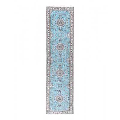 Fine Hand knotted Persian silk & wool Nain runner 2'11"X 12'9"