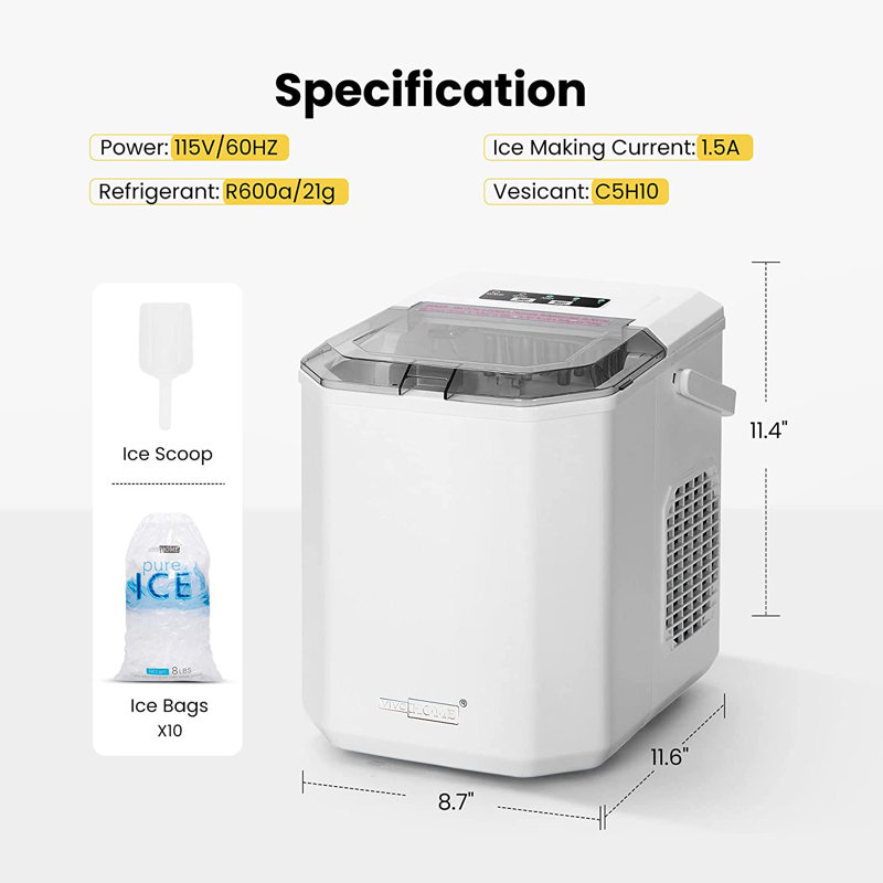 Vivohome 26 Lb. Machine à glaçons portative lb., Blanc