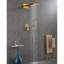 Ensemble de pomme de douche avec cascade de pluie et de poche - Valve murale rectangulaire en laiton doré