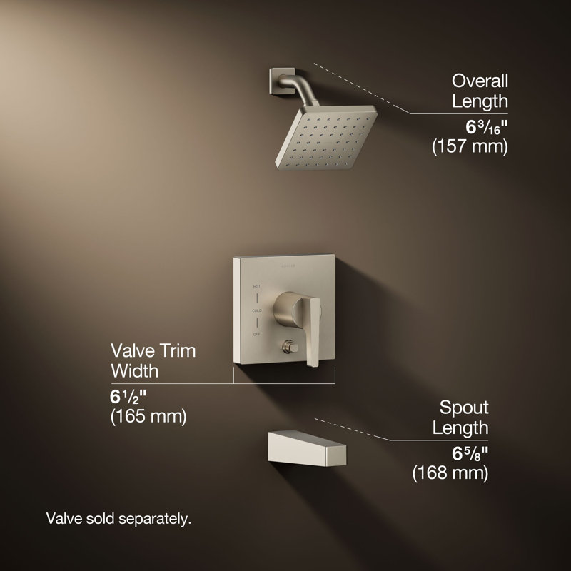 Honesty Rite-Temp Bath and Shower Trim with 1.75 Gpm Showerhead and Lever Handle, Vibrant Brushed Nickel