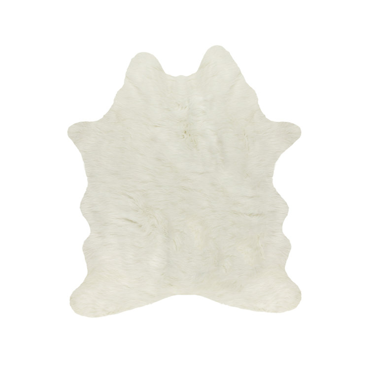 Shela Faux Cowhide White Area Rug