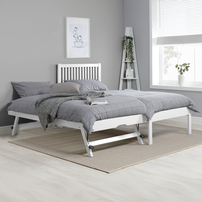 Martwon Single (3') Solid Wood Guest Bed with Trundle, White