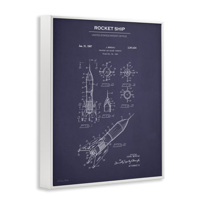 «Rocket Ship Blueprint», art de la giclée encadrée par Susan Ball