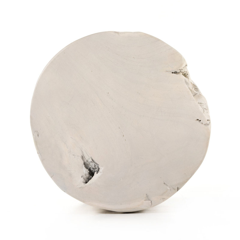 Atrakchi Accent Stool, Teak Stool-Ivory