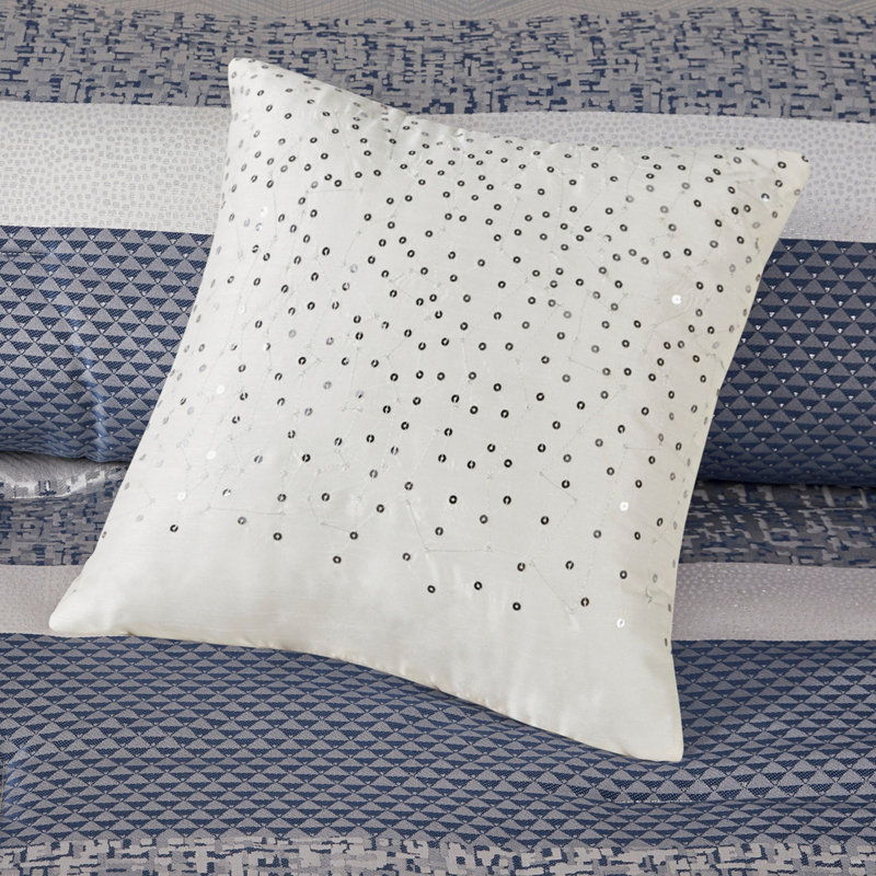 7 Piece Jacquard Comforter Set Navy