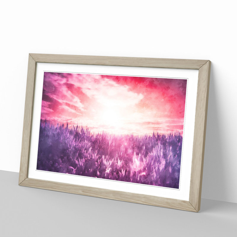 Purple Meadow - Framed Print, 36cm H x 48cm W x 2cm D, Oak Framed