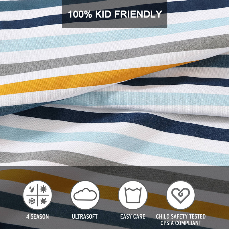 Full Vivid Stripe Polyester Microfiber Kids Sheet Set