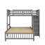 Lits simples superposés au-dessus d'un lit double en bois avec six tiroirs à tablettes flexibles et garde-corps pleine longueur-18751103