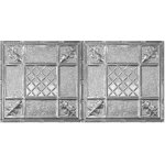 Victorian 48.5'' L x 24.5'' W Textured Tin Drop-In Ceiling Tile In Shiny Silver