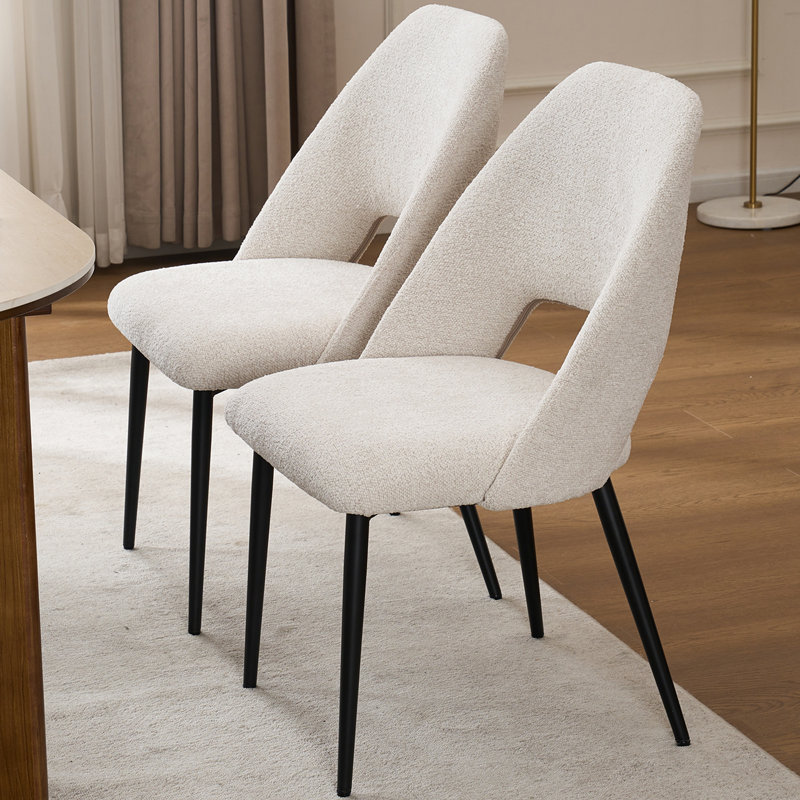 Modern Upholstered Dining Chairs 20" Wide Leather Side Chair with High Back, Fabric Beige