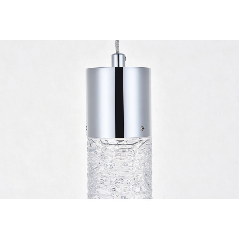Luminaire suspendu cylindrique à 1 lumière DEL Ailynn, Chrome