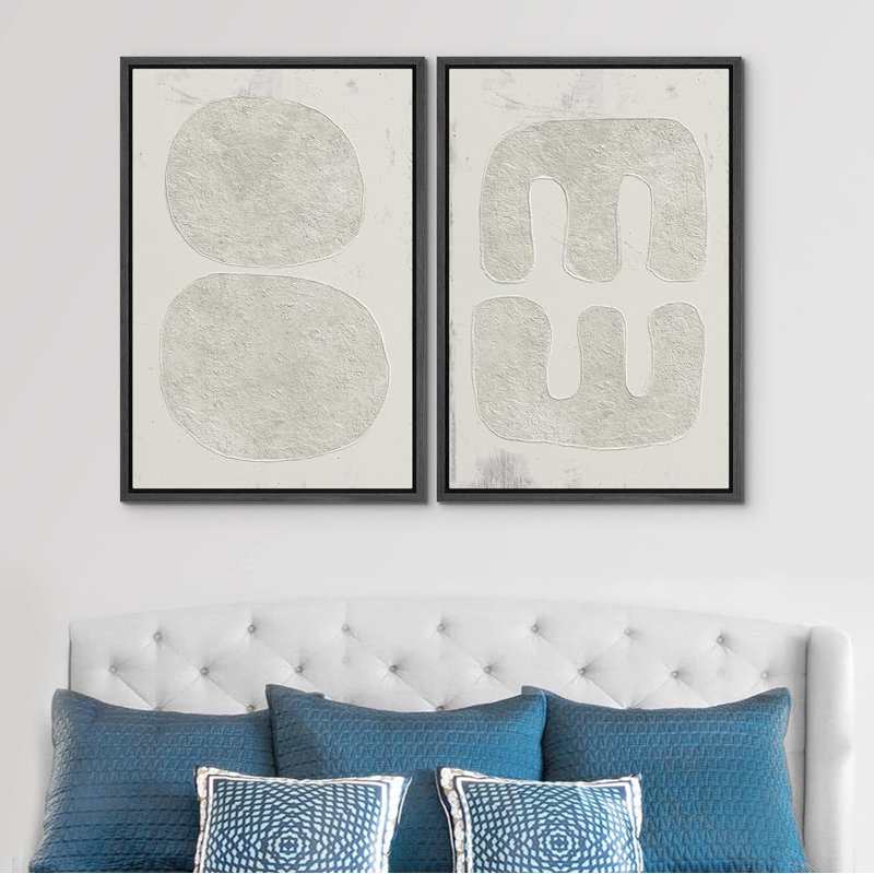 «Texture Illusion Mid-Century Modern Neutral Wall Art Minimalist Decor», reproduction sur toile encadrée 2 pièces, Noir