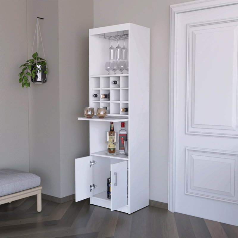 Bar avec rangement pour bouteilles de vin, Blanc