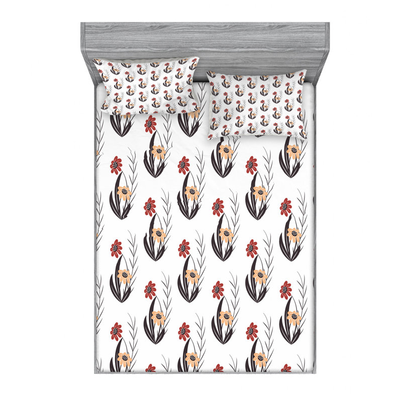 Microfiber Geometric Sheet Set, Queen Sheet Set with Fitted Sheet