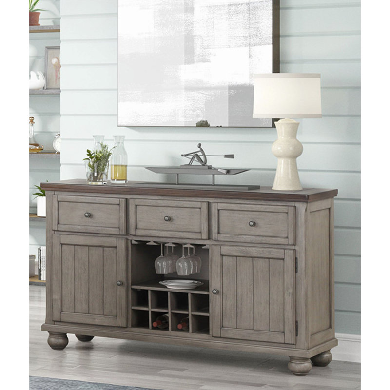 Charming Traditional Server Cabinet with Versatile Storage Options for Your Home, Grey
