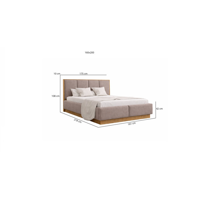 Upholstered Ottoman Storage Bed, Beige, European Kingsize (160 x 200 cm)