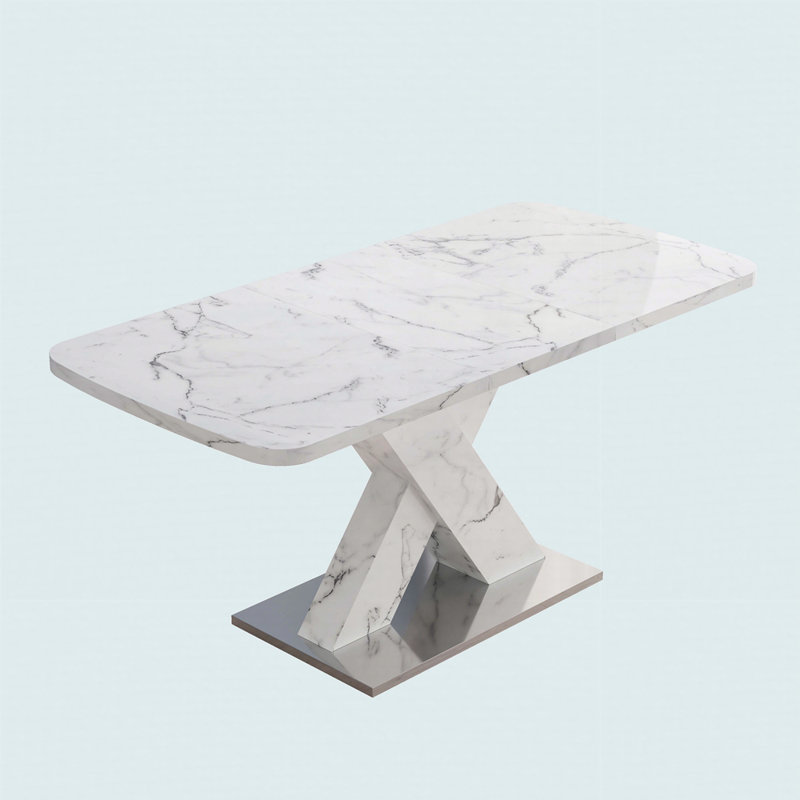 Table de salle à manger Gamiel, Marbre blanc