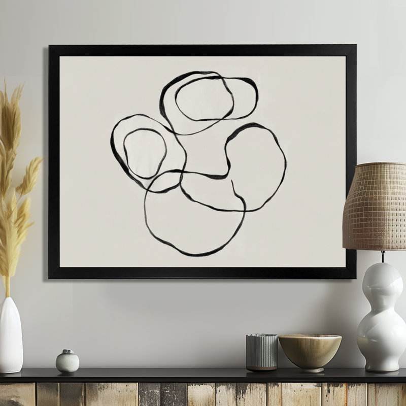 «Abstract Simple Brush Outline Curves», art abstrait sur toile, art mural moderne noir, Cadre photo unique, Noir