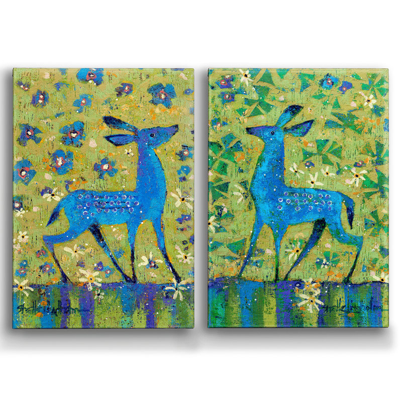 Deer Duality: ensemble de 2 décorations murales en métal, 38” H x 51” W x 3” D