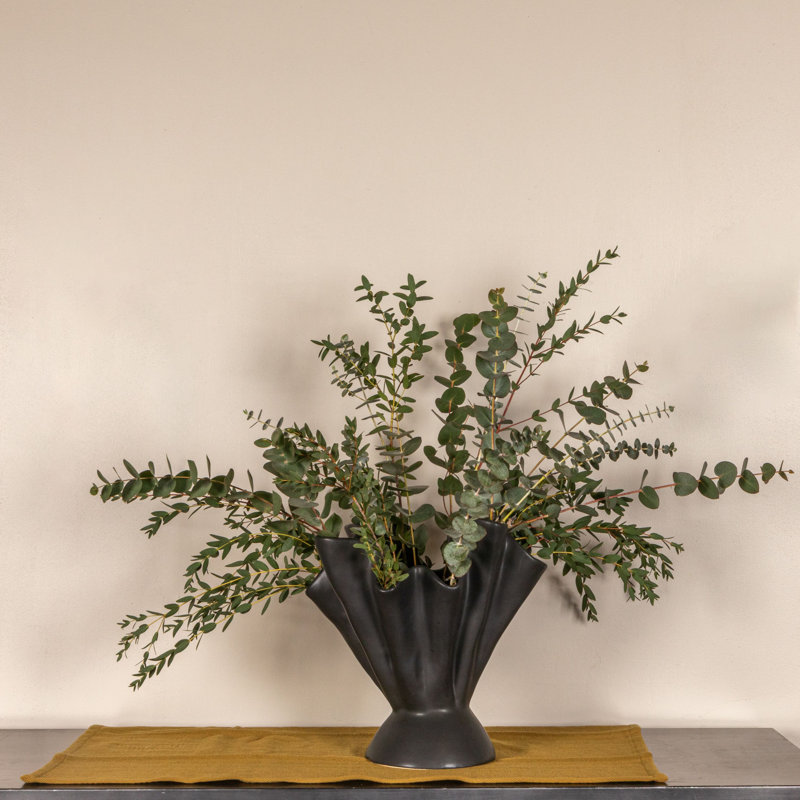 Hopewell Handmade Stoneware Table Vase, Matte Black