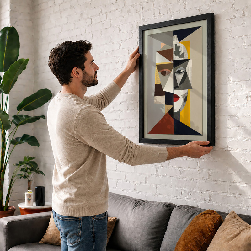 Fragmented Face Geometric - Print, Black, A4 - 29.7 x 21.0 cm