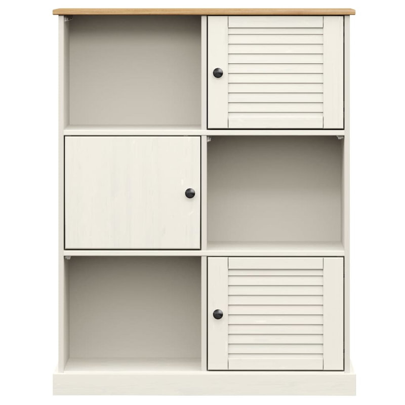 Red Barrel Studio® Bookcase VIGO 35.4"X13.8"X45.1" Solid Wood Pine, White/Brown